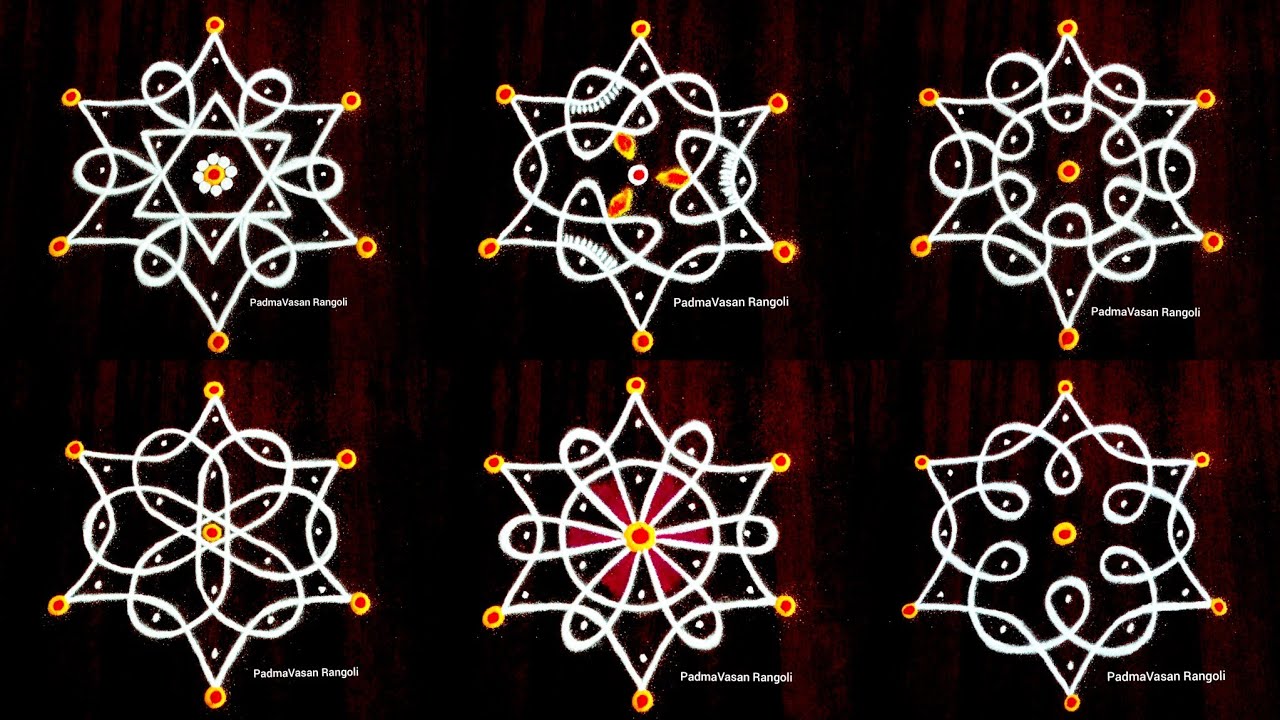 278. 6 Kolangal//BegginersRangoli//5 Dot Easy Simple and Beautiful KambiKolangal //AppartmentRangoli
