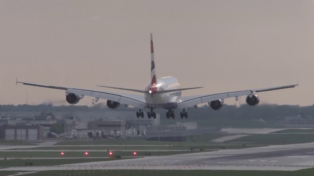 Airbus A380 Landing - Chicago O'Hare Airport - Plane Spotting