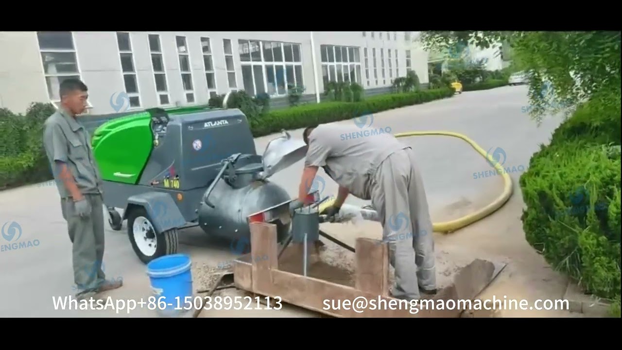 Dry Mortar Mixer pump testing, semi dry Mortar, diesel pump