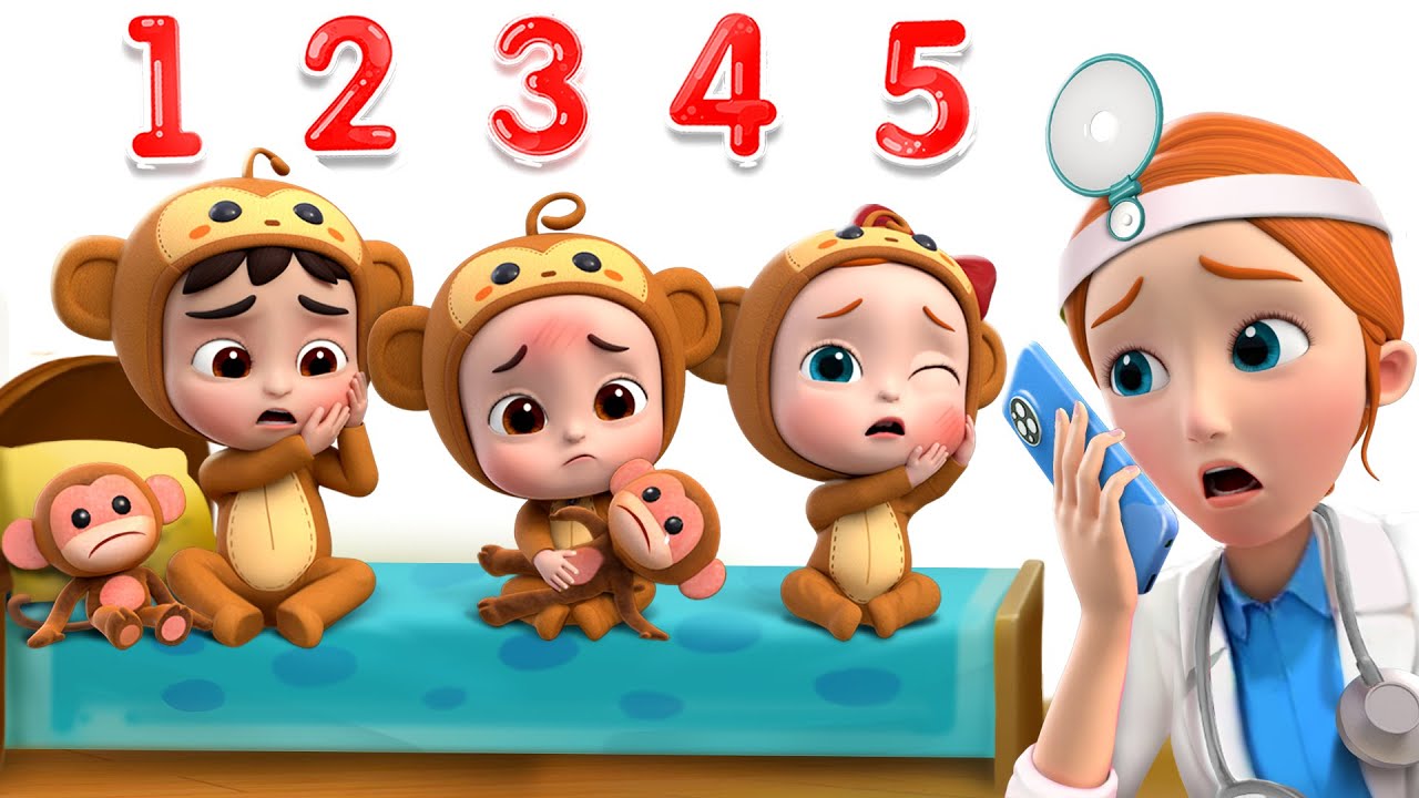 ５ひきの　こざる　ベッドで　ジャンプ | 子どもの歌メドレー | 子供の歌 | 童謡 | リアとチャチャ | LiaChaCha