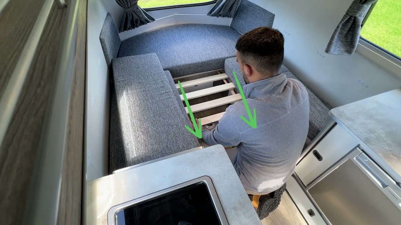 The seating area & bed - Go-Pods Micro Tourer Caravans - www.Go-Pods.co.uk
