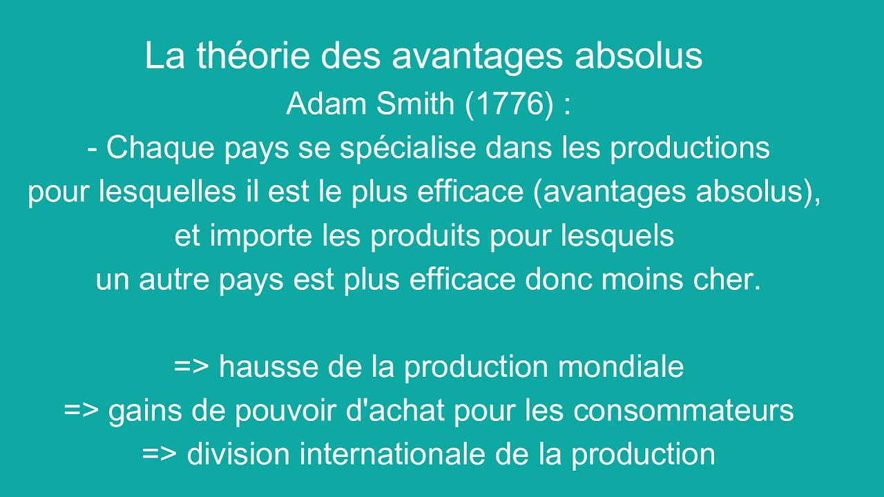 Chapitre 3 : Avantages comparatifs, dotations factorielles, technologiques, sp&eacute;cialisation mondiale