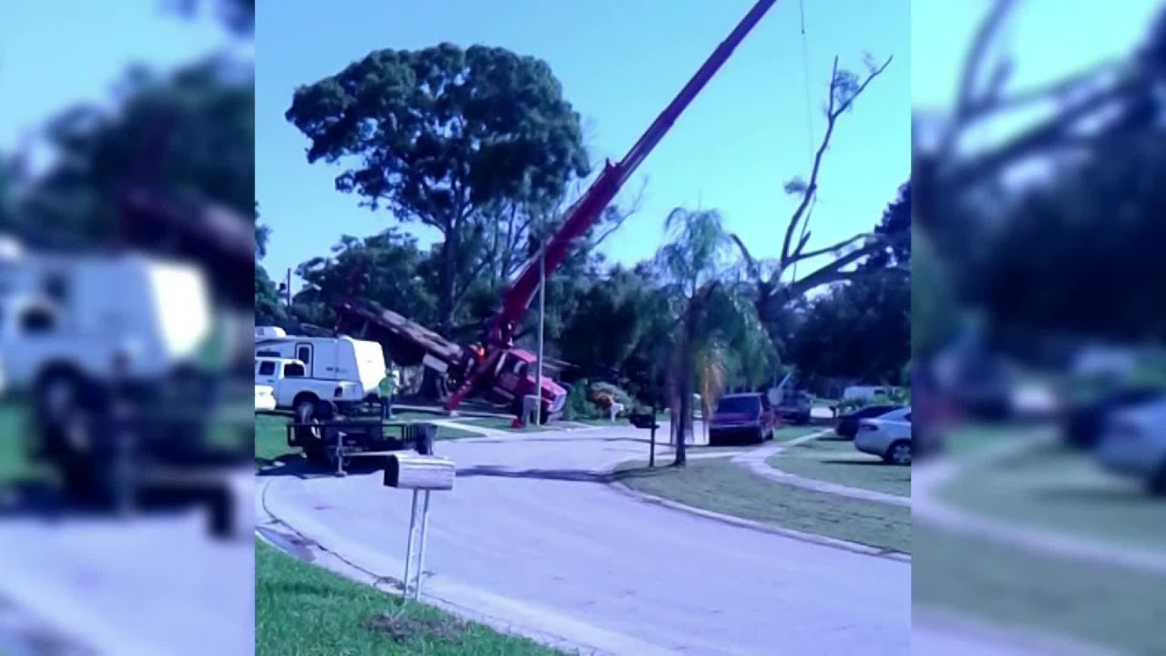 Florida: Crane tips over onto cars and homes