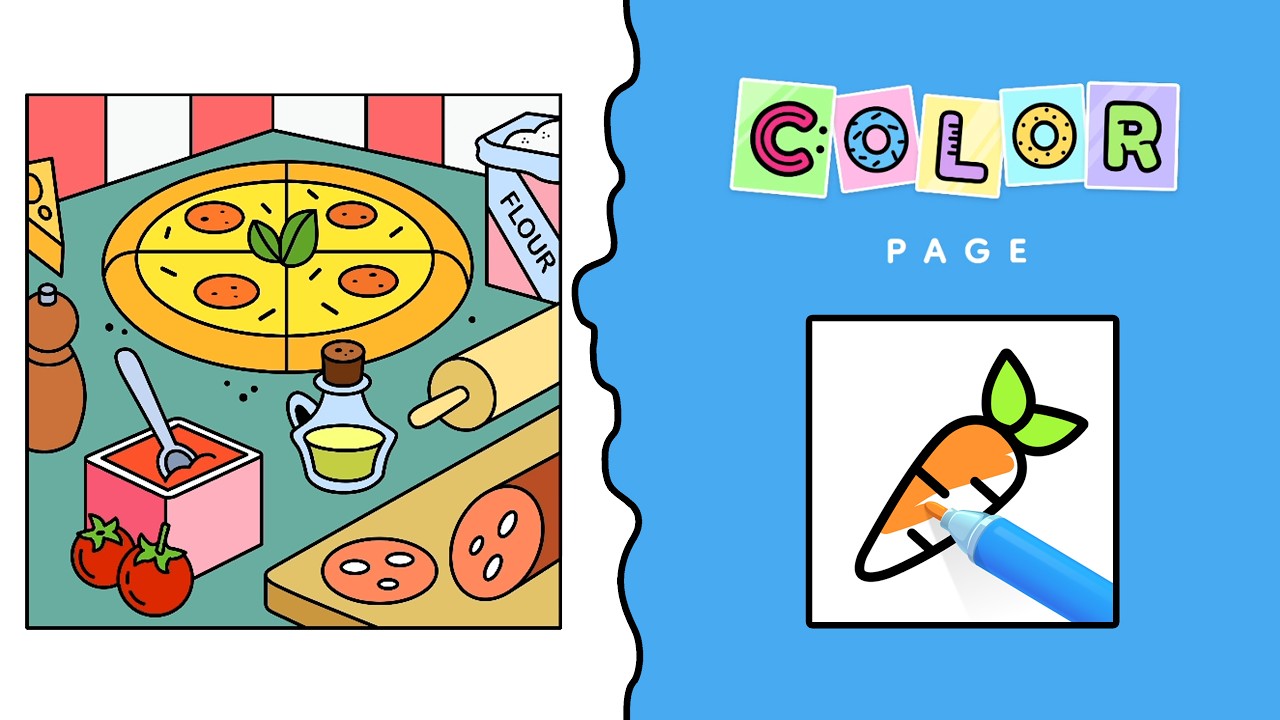 COLOR PAGE ASMR: Pizza - Gameplay ALL LEVELS | Android and iOS