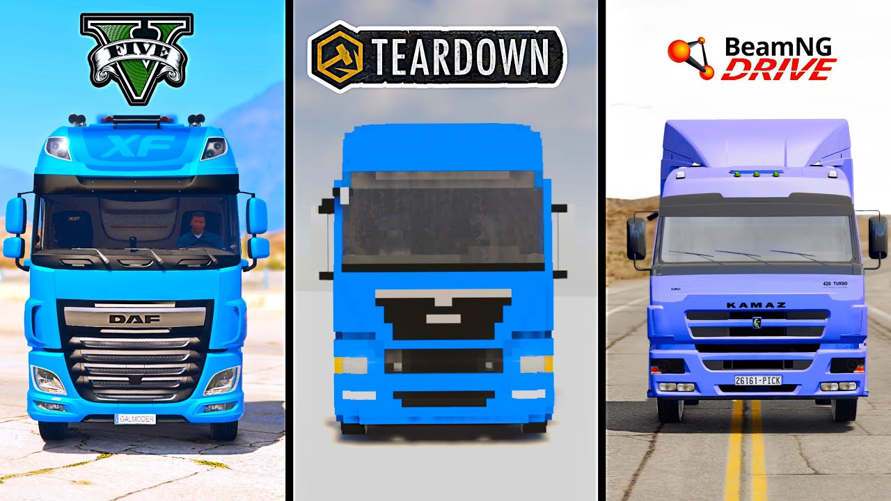 GTA 5 DAF TRUCK VS TEARDOWN TRUCK VS BEAMNG KAMAZ TRUCK - WHICH IS BEST?
