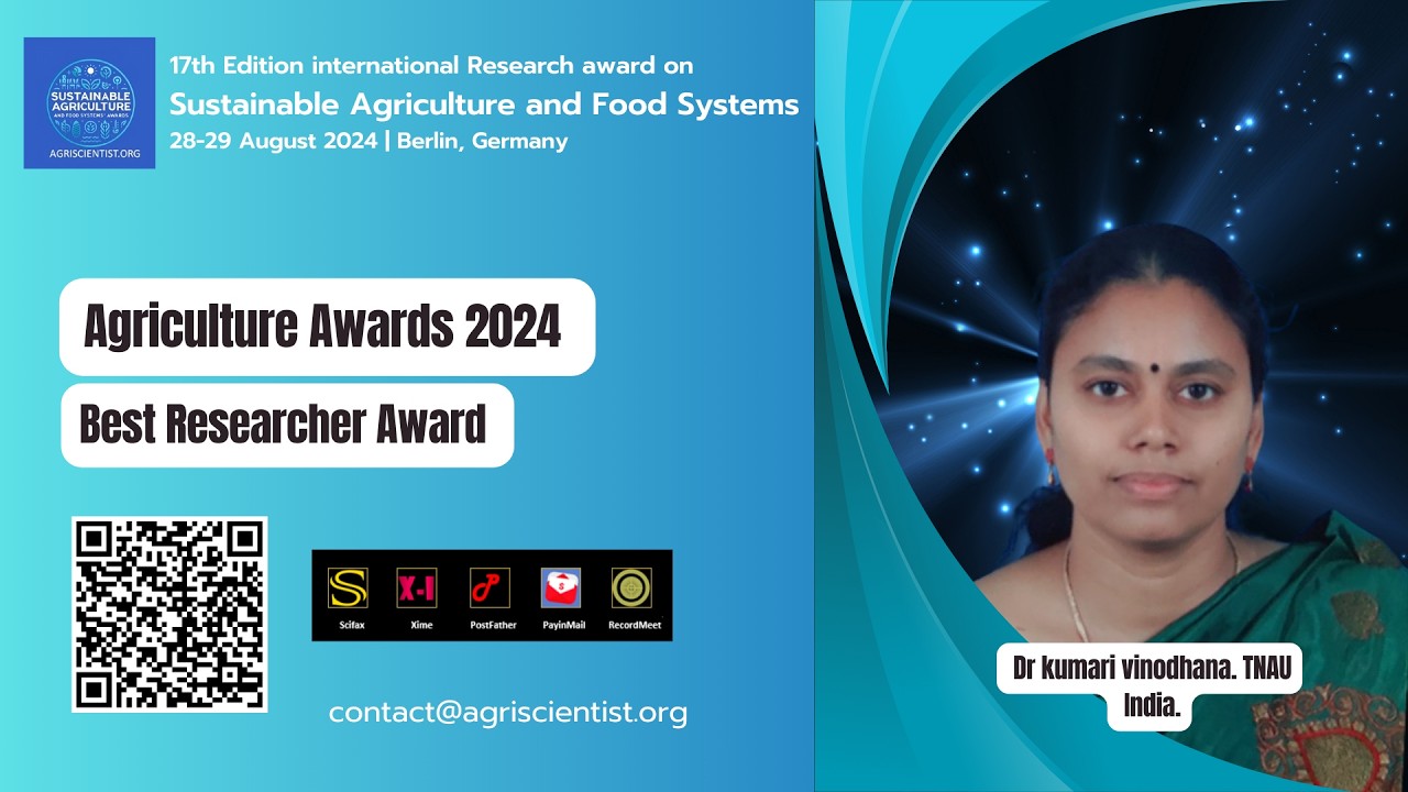 Dr kumari vinodhana, Tamil Nadu Agricultural University, Best Researcher Award, India