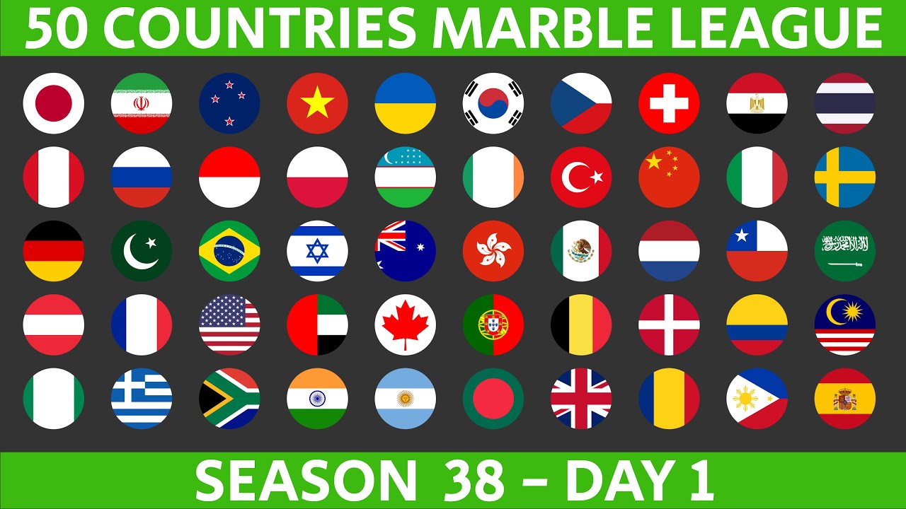 50 Countries Marble Race League Season 38 Day 1/10 Marble Race in Algodoo