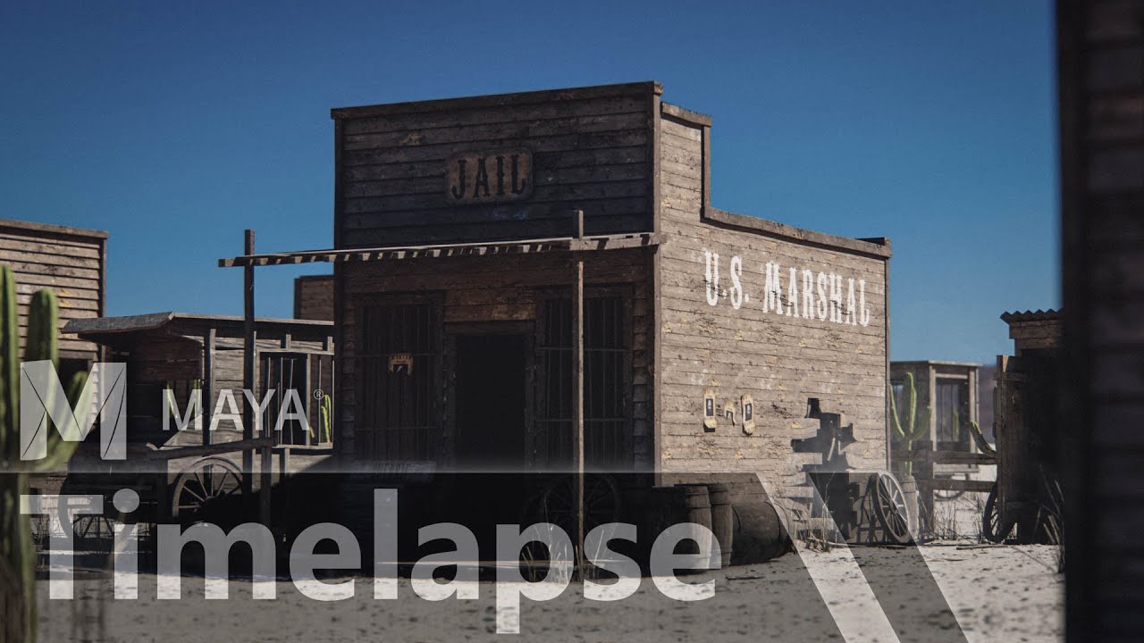 Maya Timelapse - Wild West jail [Blender user tries maya for first time]