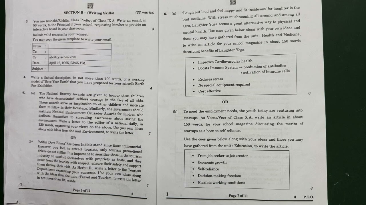 Class 10th English Communicative CBSE 2025 Question Paper original exam Paper | cbse exam pattern 26