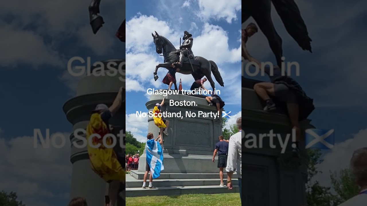 Scottish Fans Are Putting Traffic Cones On ALL The Statues In Boston! 🏴󐁧󐁢󐁳󐁣󐁴󐁿😂
