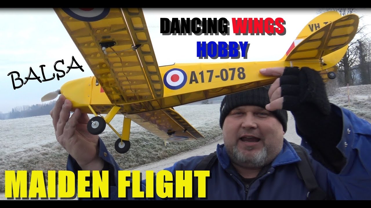 Tiger Moth 800mm Wingspan Balsa Biplane RC Airplane ARF-BNF by Dancing Wings Hobby Maiden flight