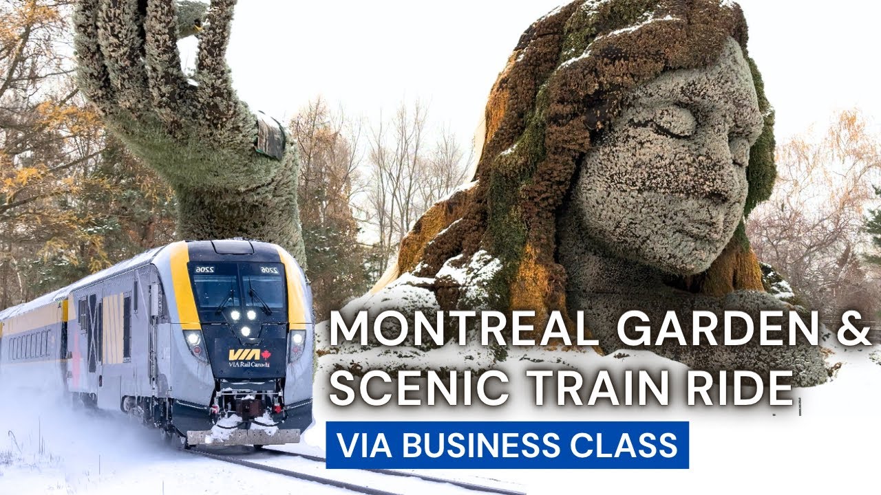 [4K]🚂 Scenic VIA Rail Business Class Journey to Quebec City • Montreal Garden Walk in Winter