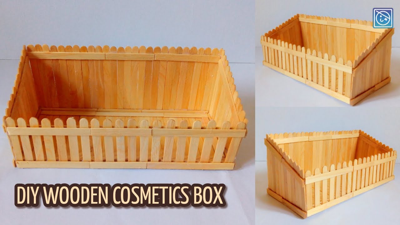 DIY WOODEN COSMETICS BOX | HAMPERS | CARA MEMBUAT KERANJANG HANTARAN DARI STIK ES KRIM | VER. 2