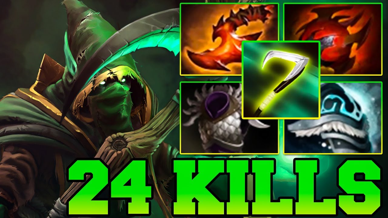 24 Kills Necrophos !! Necrophos Dota 2 Mid Guide Gameplay Carry Build Rampage 7.34