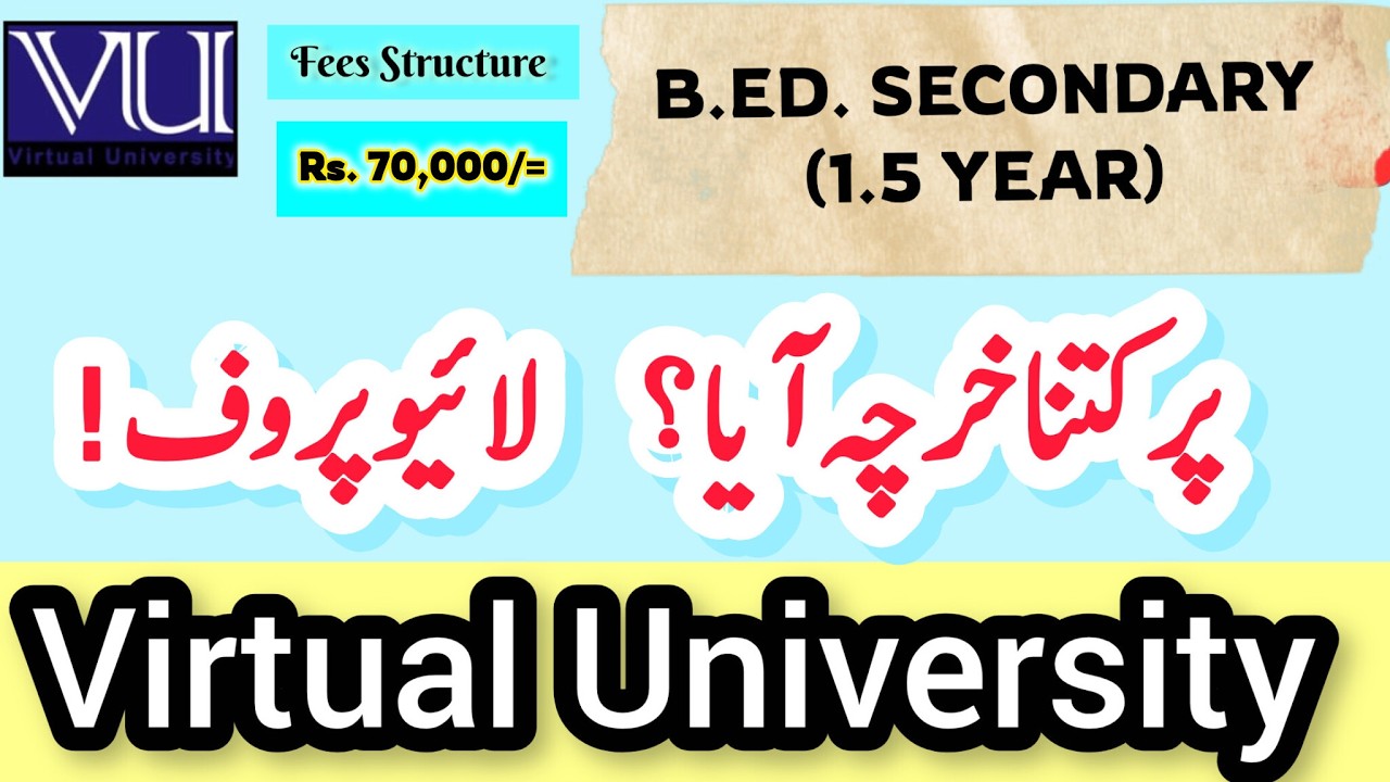 Virtual University B.Ed 1.5 Year Fees Breakdown | 1st to 3rd Semester Kitna Kharcha?