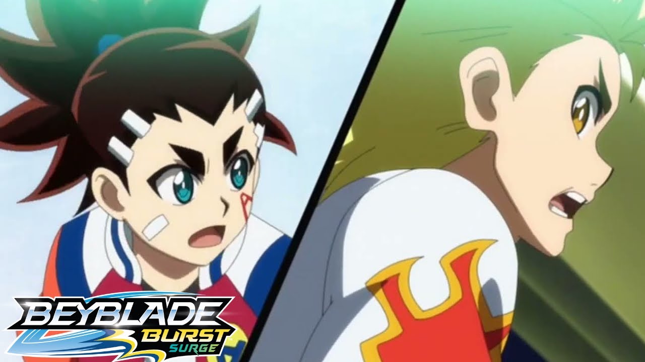 Beyblade Burst Surge ENGLISH DUB EP 23 Aiger & Ranjiro vs Valt & Rantaro