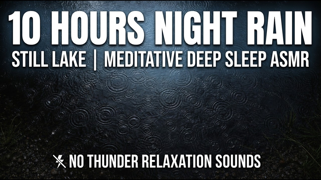 10 Hours Night Rain on Still Lake  Meditative Deep Sleep ASMR  No Thunder Relaxation Sounds