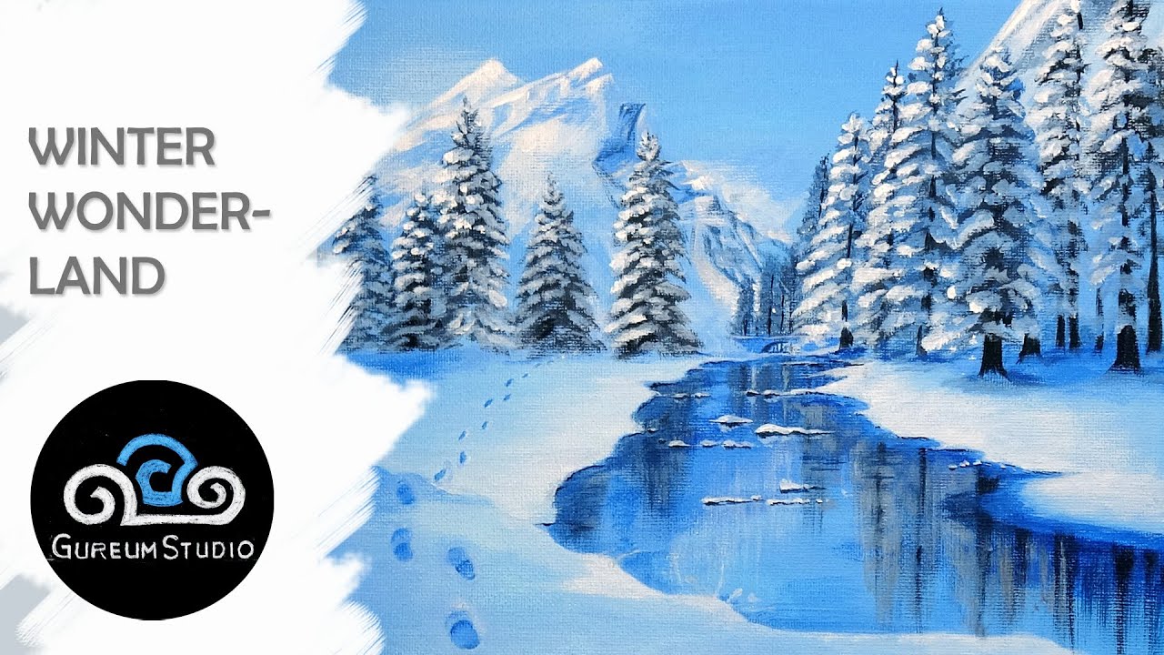 Snowy Winter Wonderland | Acrylic Painting Landscape Step By Step