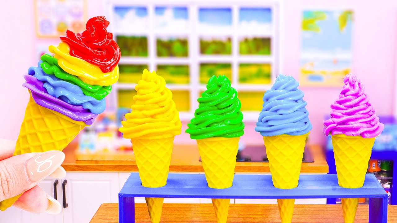 How to Make Rainbow Mini Ice Cream Recipe | 🍦 Wonderful Miniature Rainbow Ice Cream