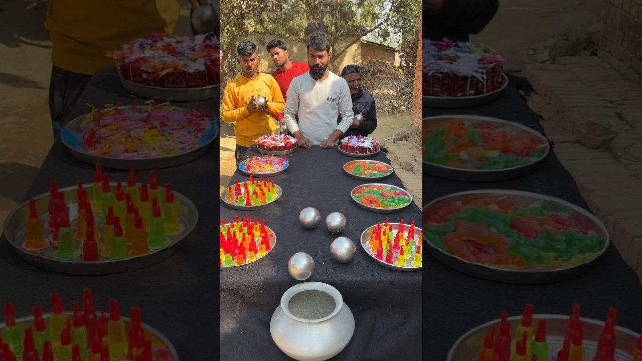 Steel Ball vs Handi ⛳| Family Game Challenge 😱Matka Ball Roll: Jelly Challenge! 🎯#funny #shorts