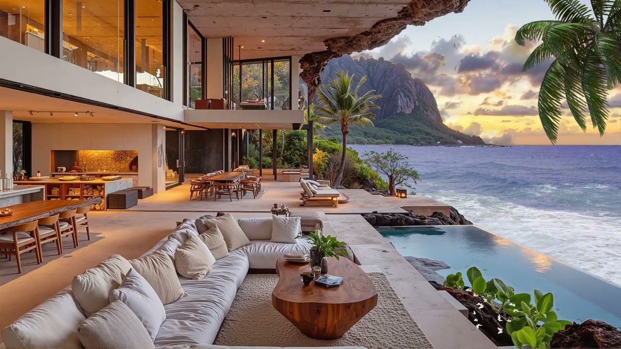 Seaside Hotel Room Golden Hour | Smooth Bossa Nova Music for Relaxation & Ocean Breeze Vibes