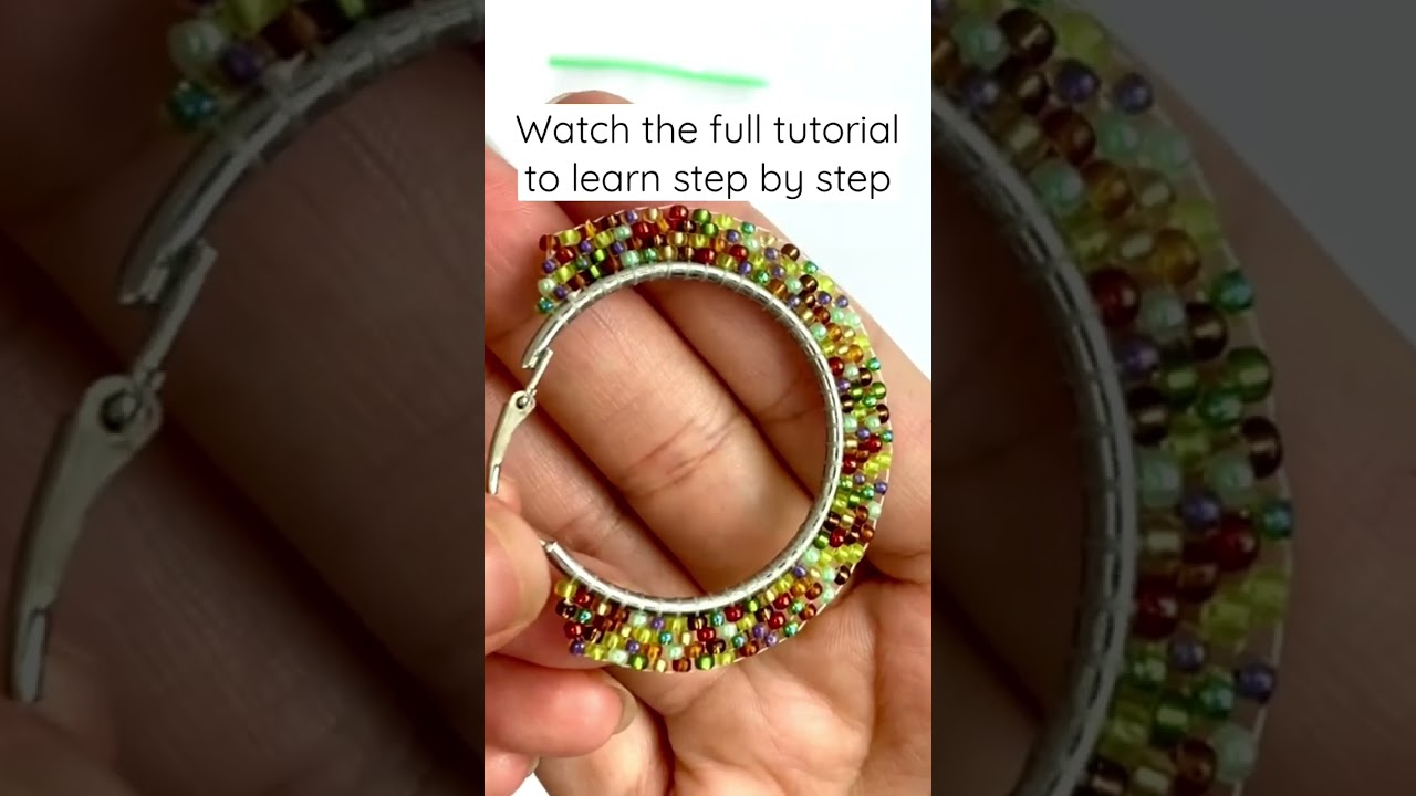 Make your own brick stitch hoop earrings! #beadingtutorial #beading #beadedearrings #crafts #beads