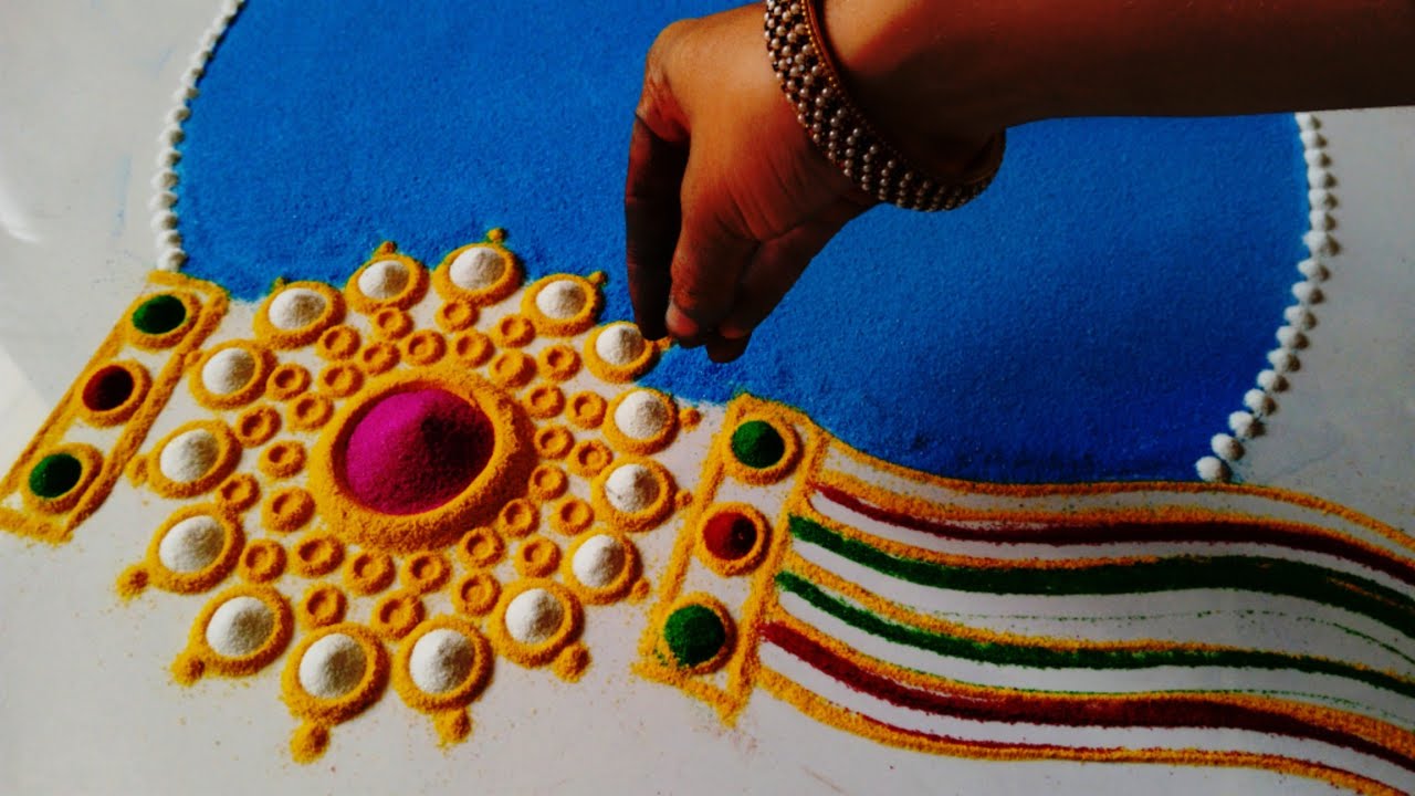 दिसायला भारी आणि काढायला सगळ्यांत सोप्पी दिवाळी रांगोळी || Very easy freehand diya rangoli design 