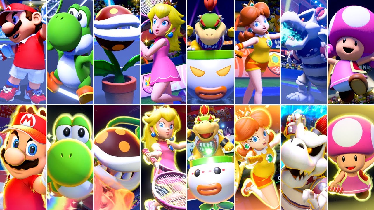 Mario Tennis Aces - All Special Shots & Intro Animations