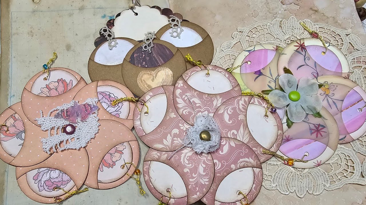 Idee für Junk Journal - Ephemera Dreh-Pocket-Blume/Dreh-Element -DANKESCHÖN liebe Angelika🥰