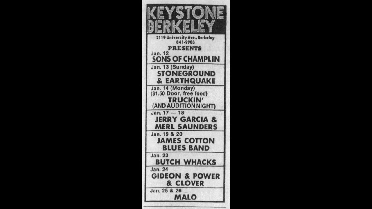 Jerry Garcia & Merl Saunders - 1/17/74 - Keystone; Berkeley, CA