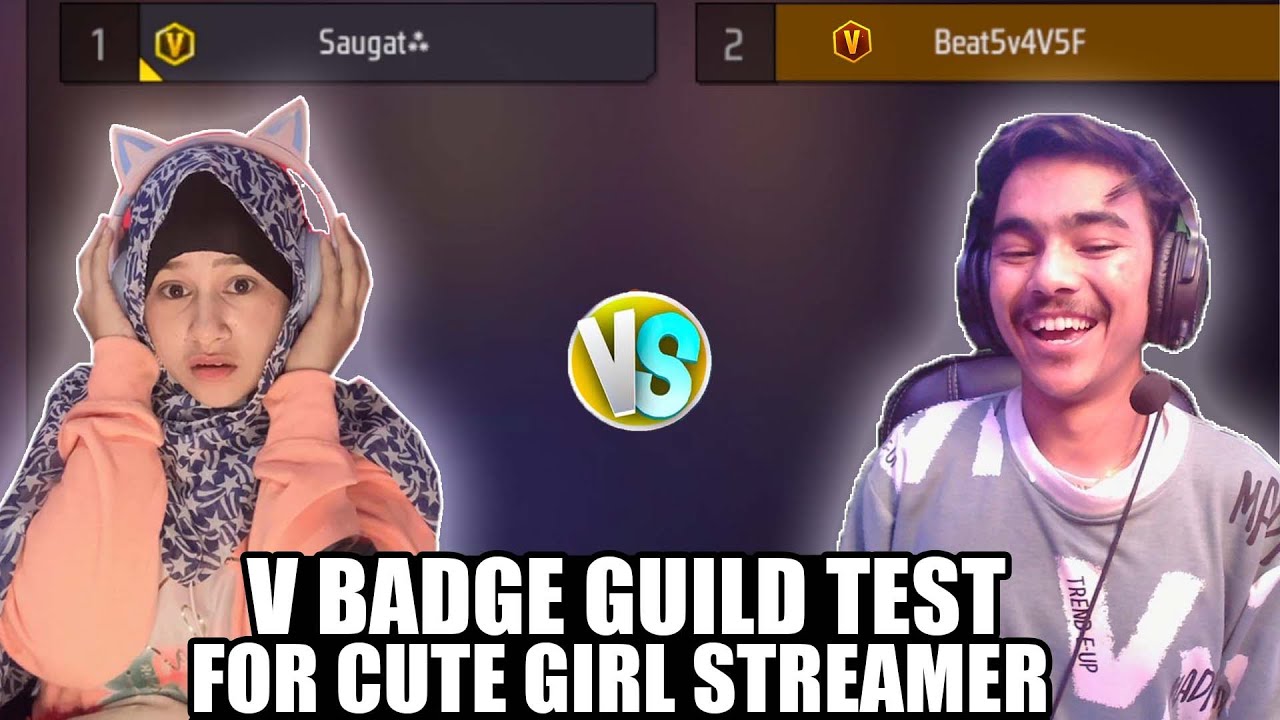 1 vs 1 With V Badge Youtuber😱 Guild Test For Cute Girl Streamer🥰 - Garena free fire