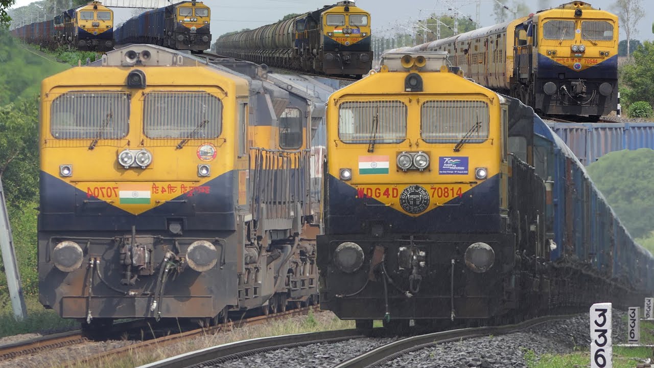 Monster Yellow Dual CAB EMD WDG4D with EXPRESS and FREIGHT Trains | Indian Railways
