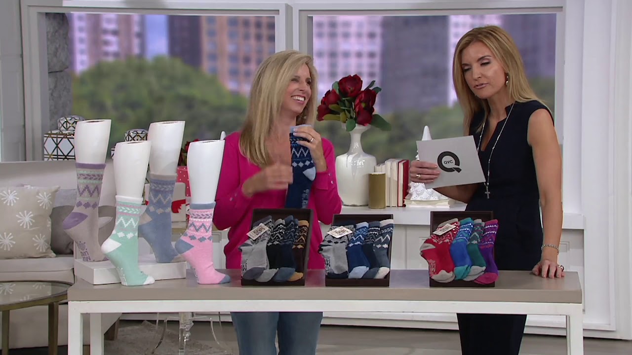 MUK LUKS Jojoba Fairisle Socks Set of Four on QVC