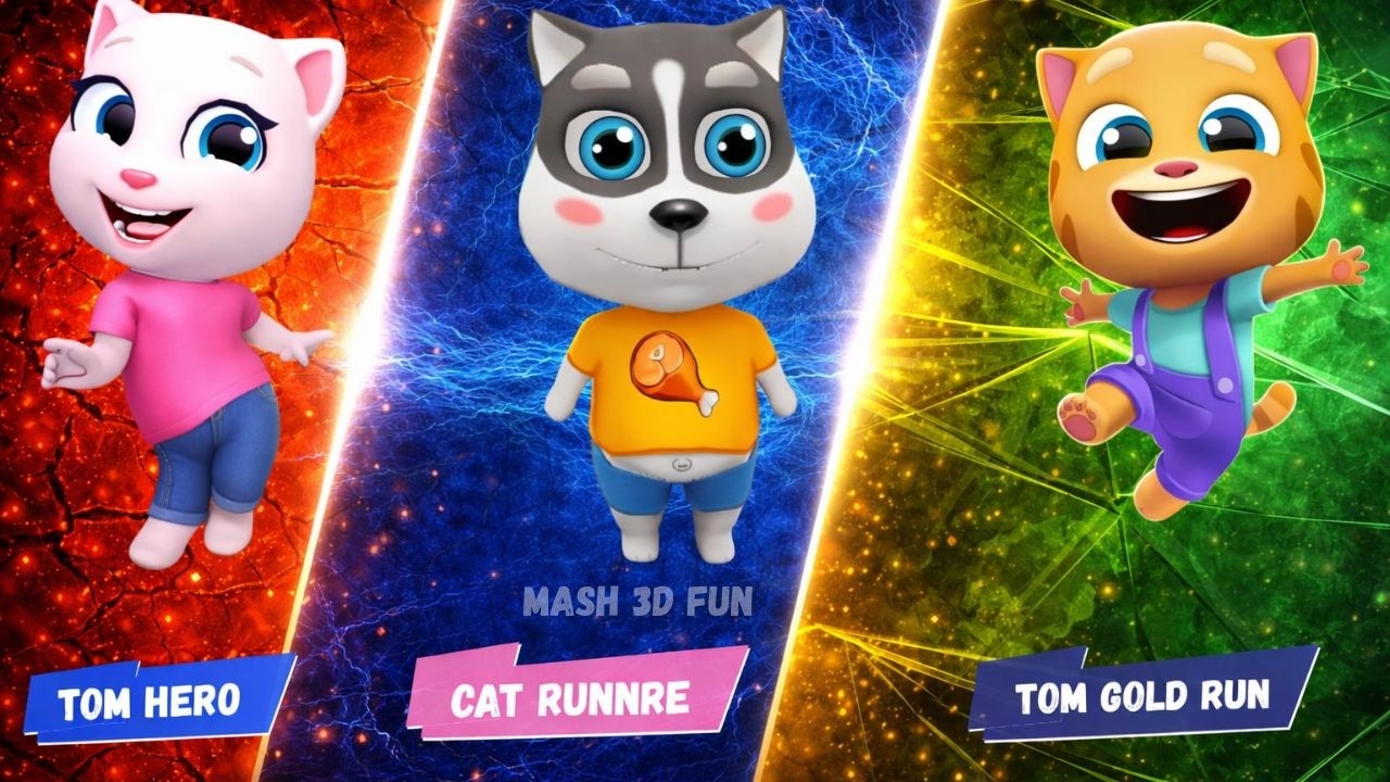 Which Talking Tom Runner Game Is BEST? 🏆  | Cat Run 🆚Tom Time Rush🆚 Gold Run | runners |Mash 3d fun