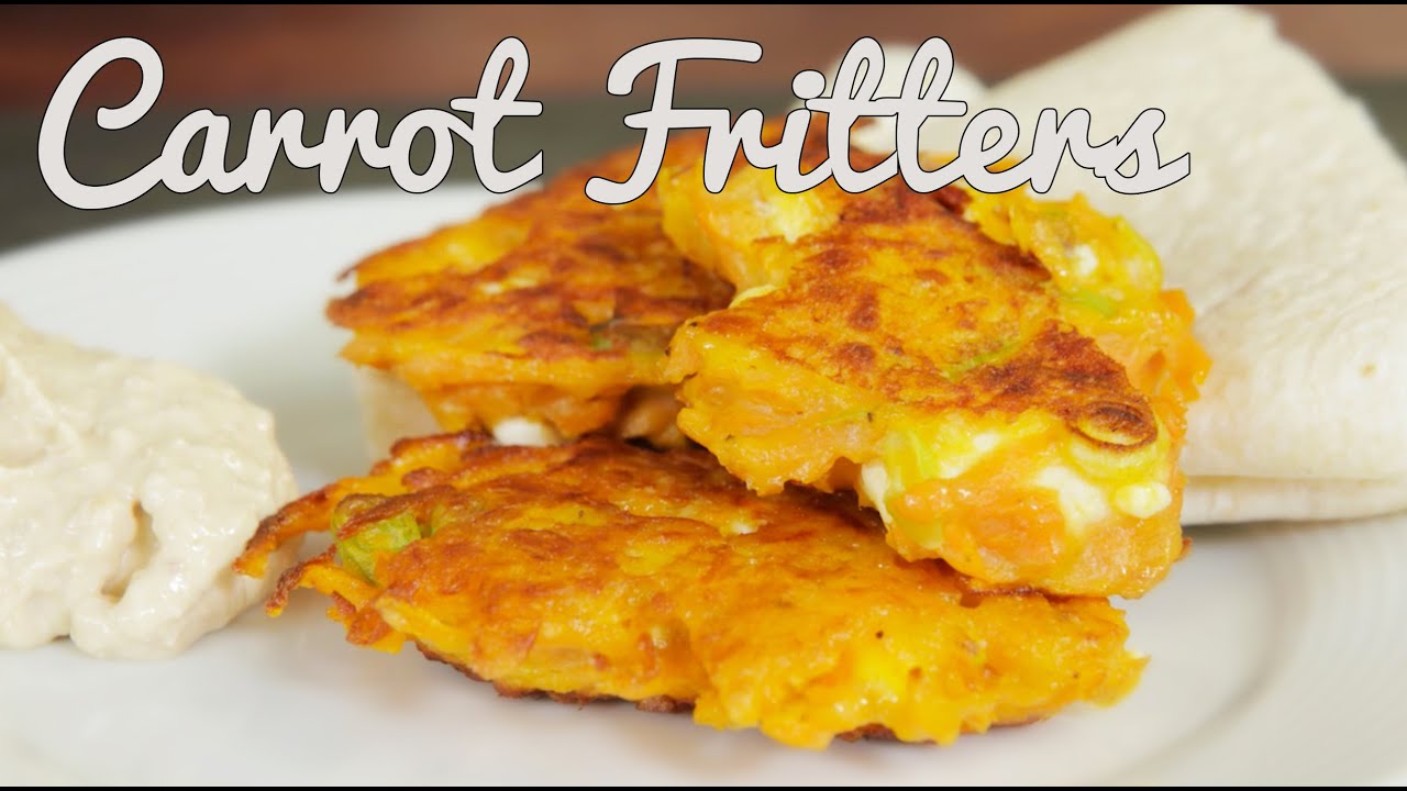 Spiced Carrot Fritters with Hummus & Flatbread - Crumbs