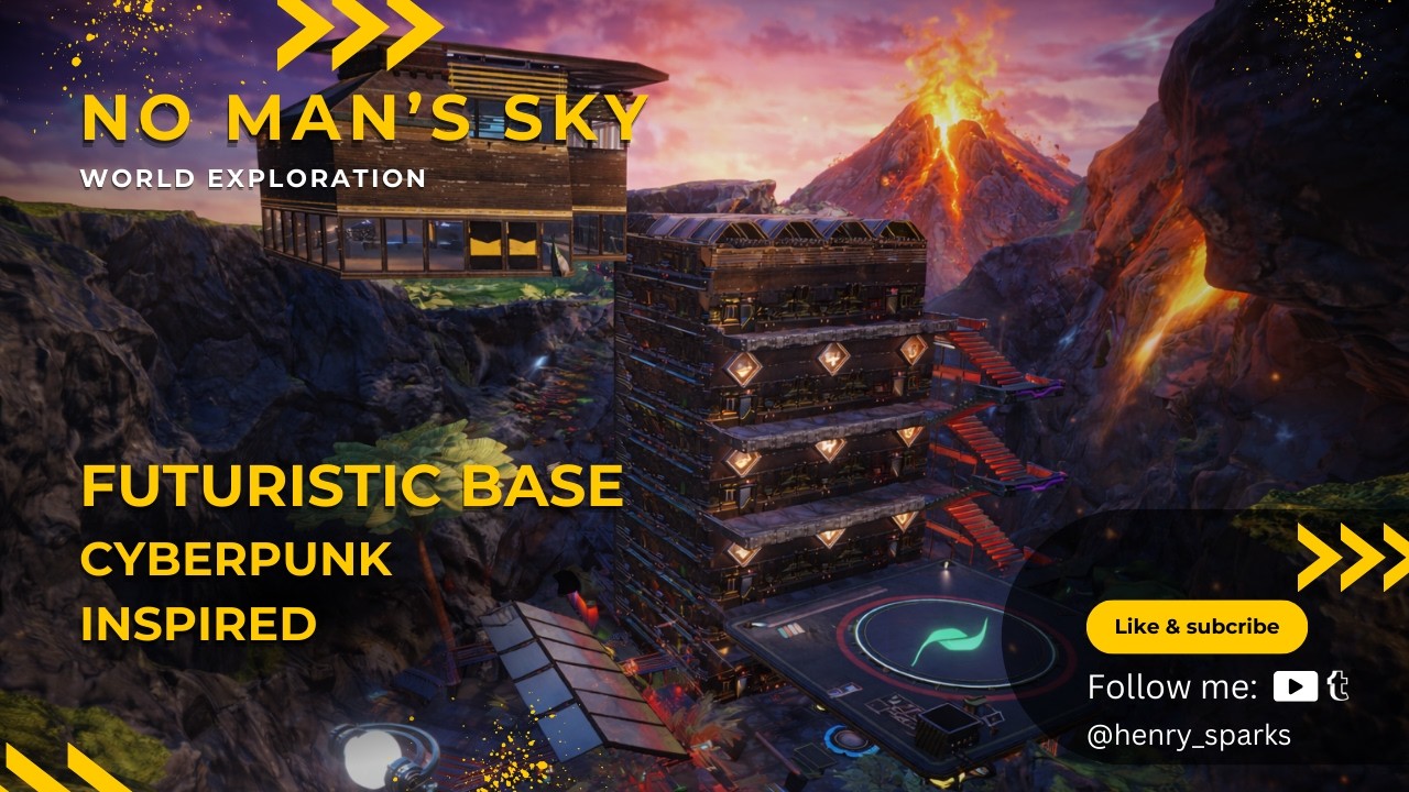 I Built a Cyberpunk-Inspired Base | No Man’s Sky | Megastructure inside A Volcano mountain 🌋✨