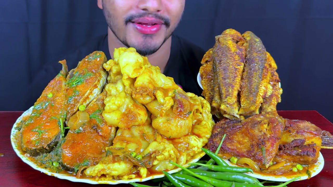 Eating Mst Oily Mutton Fat Curry, Fish Curry, Fish Fry with Rice || Food Eating Video