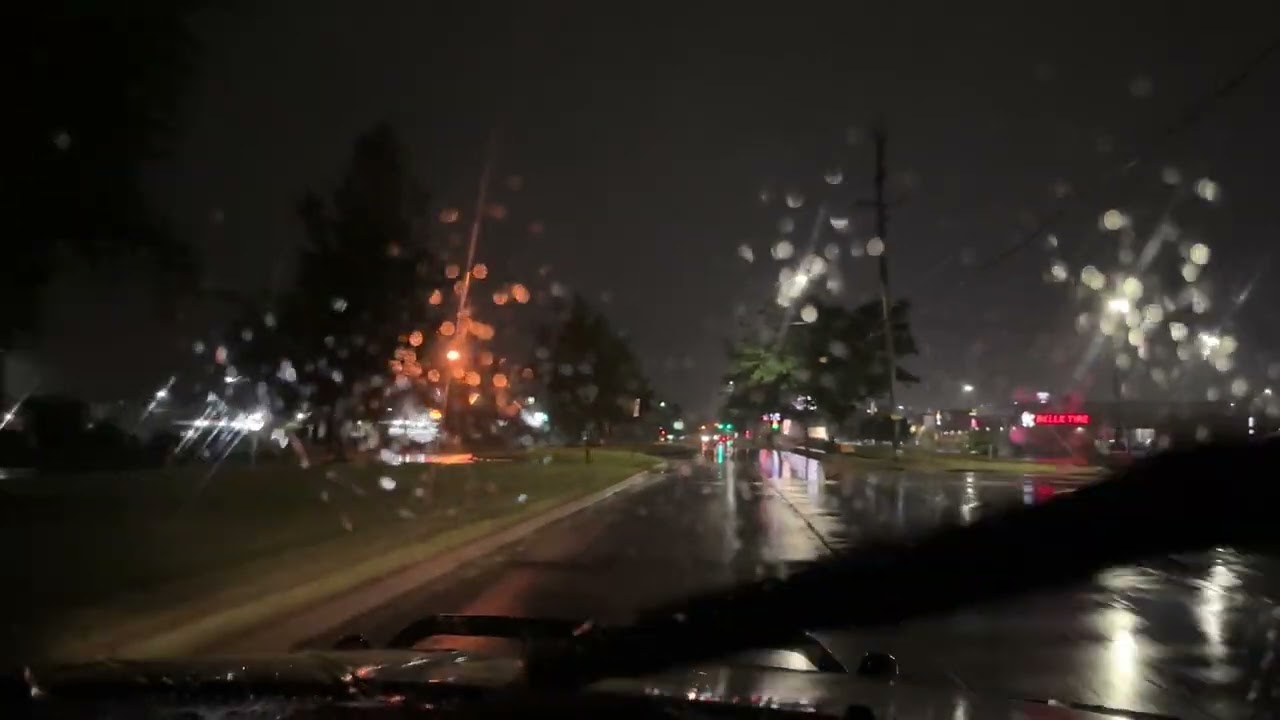 Driving in a Thunderstorm Warning (4k w/ Sound)