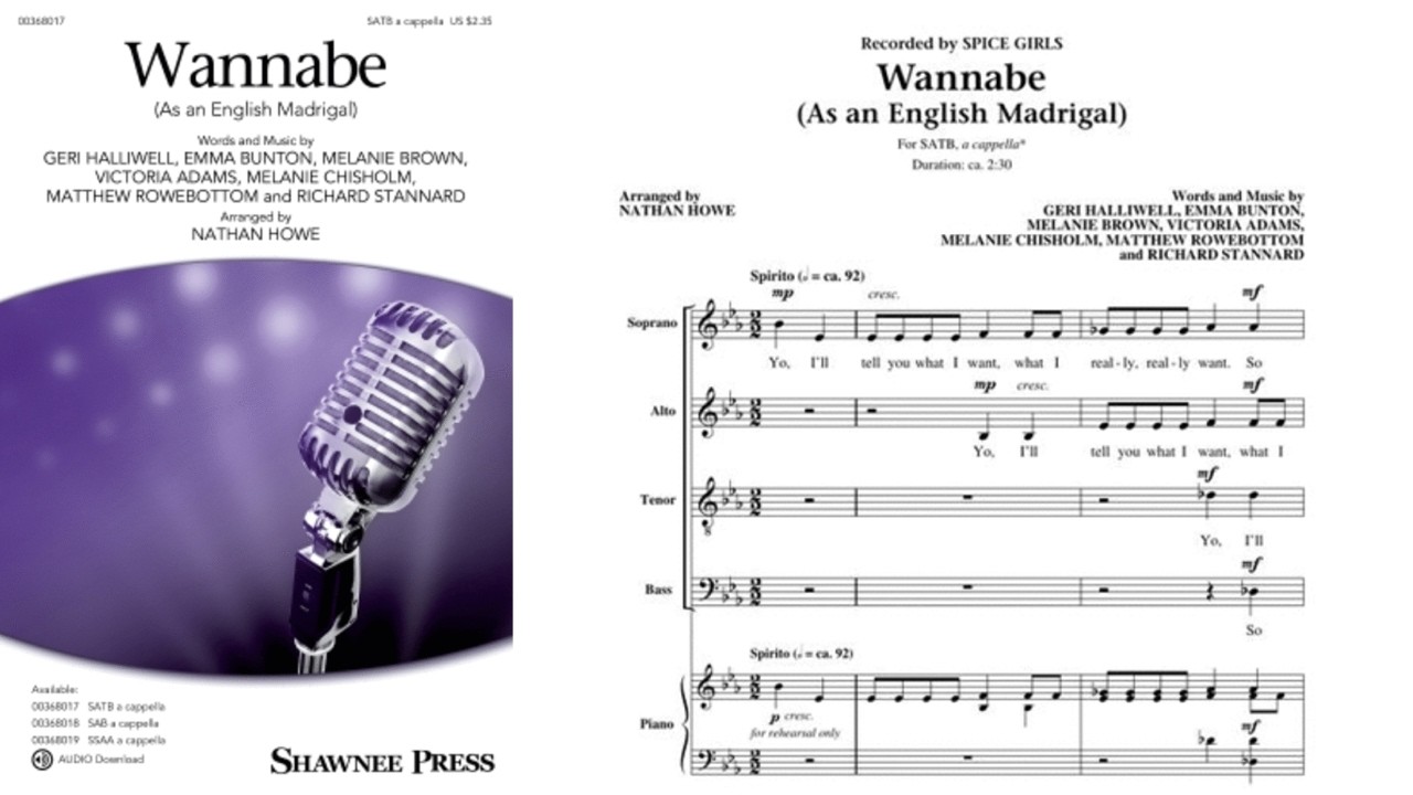 Wannabe (As an English Madrigal) (SATB Choir, a cappella) - Arranged by Nathan Howe