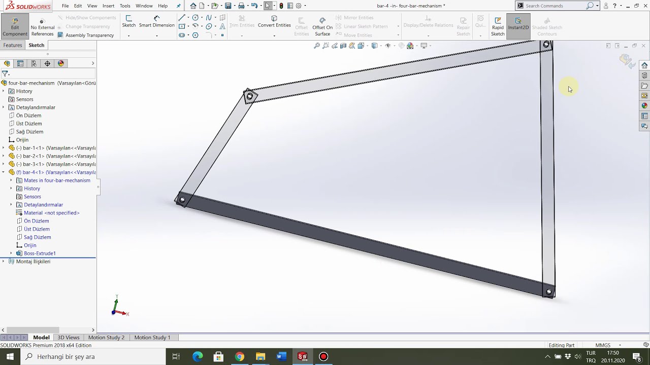 Mechanism Analysis with Solidworks -- Velocity Analysis