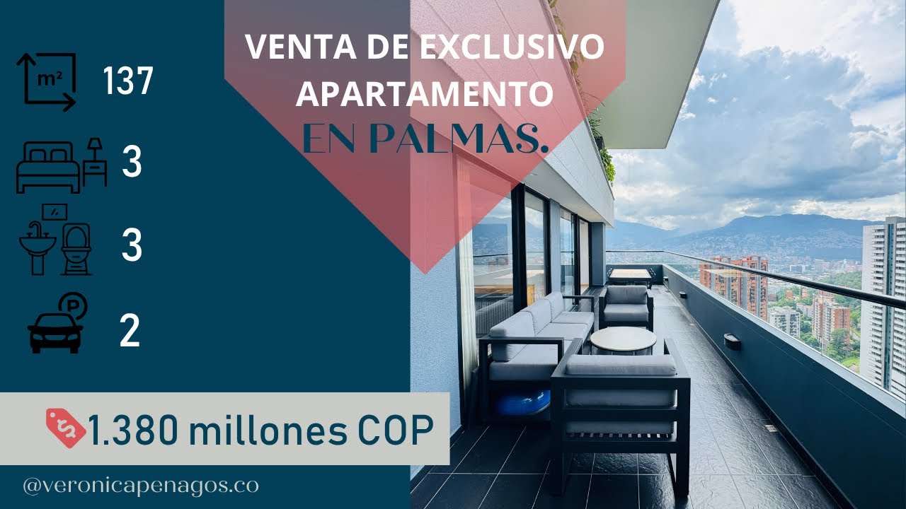 Vendo apartamento amoblado, en Medellín/ Zona Palmas. $1.380 millones