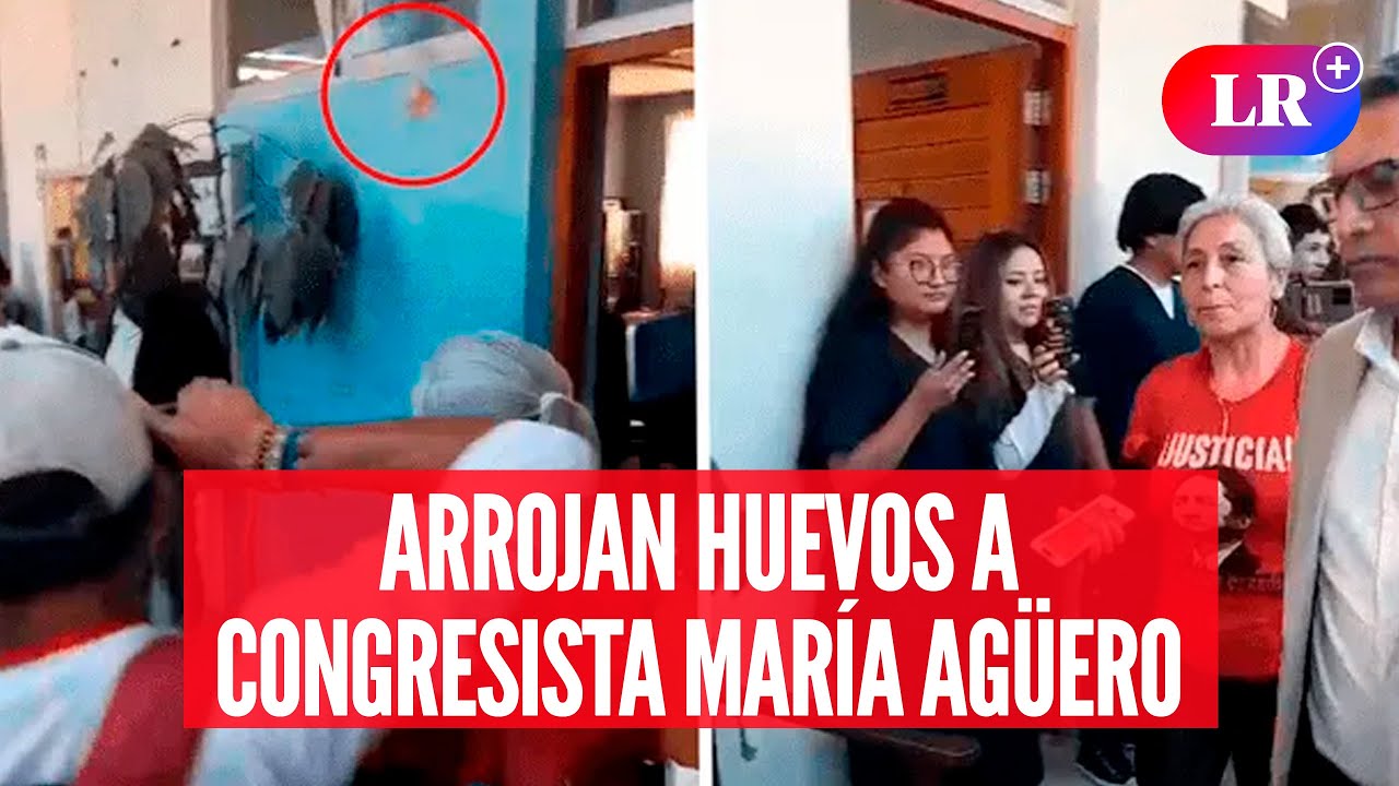 Arrojan huevos a CONGRESISTA MARÍA AGÜERO cuando visitaba colegio que menospreció en AREQUIPA | #LR