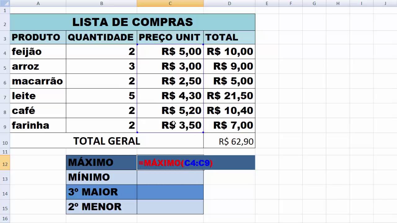 FUNÇÕES: MAIOR/ MENOR
