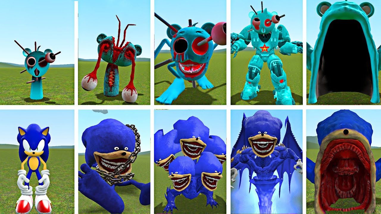 NEW EVOLUTION and CURSED SPRUNKI SKY HORROR VS SHIN SONIC EXE TRANSFORMATION BATTLE IN GARRY'S MOD