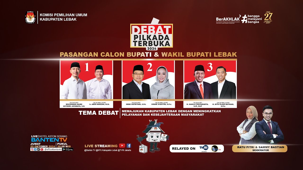 [FULL] DEBAT TERBUKA PERTAMA PASANGAN CALON BUPATI & WAKIL BUPATI LEBAK 2024