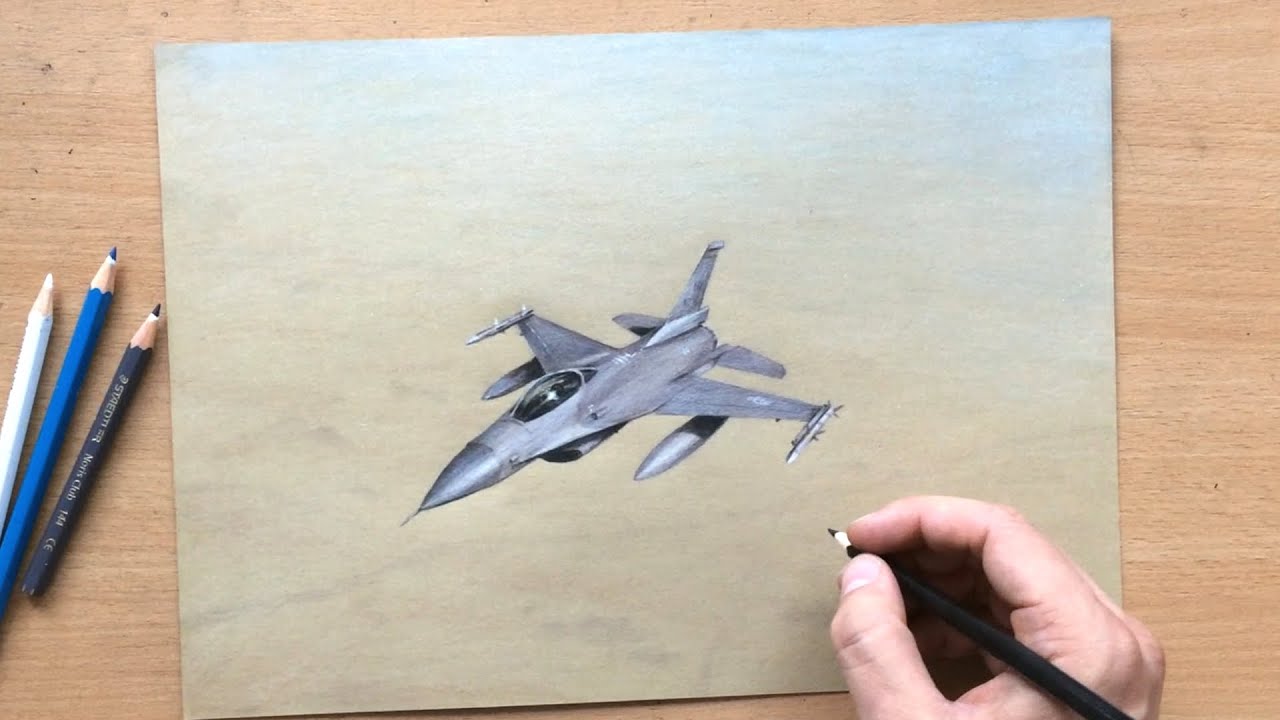 F-16 Colored Pencil Drawing