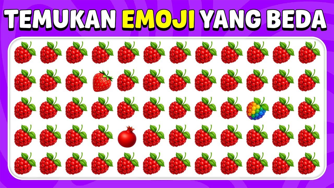 Cari yang Berbeda - Edisi Buah 🍎🍌🍇 | 40 Level | Mudah, Sedang, Sulit - Kuis Lebah