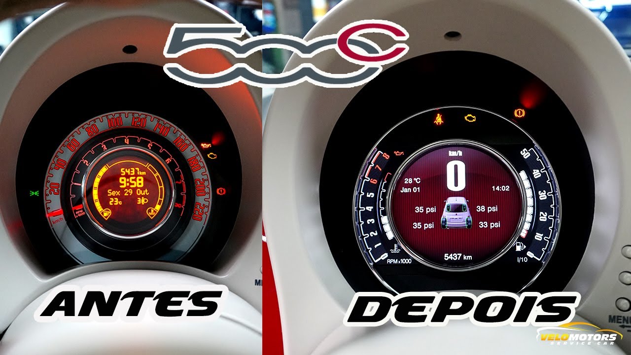 Painel Digital Tft Fiat 500 Abarth no Fiat 500 cult sai velocímetro de ponteiro entra de Lcd