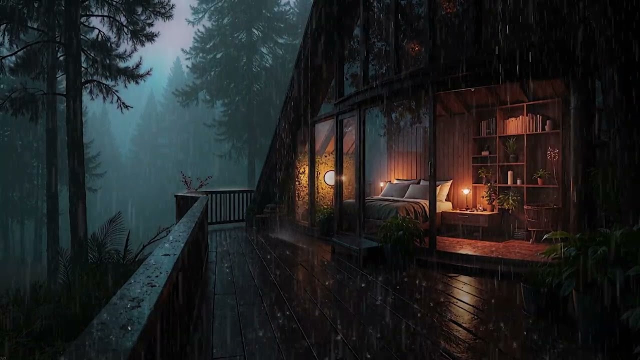 Gentle Rain Drifting Over a Cozy Forest Cabin 🌧 | Peaceful Rain Sounds for Deep Sleep