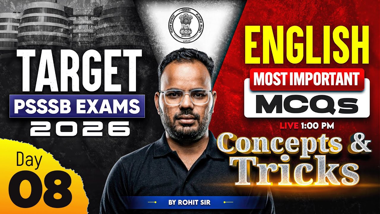 PSSSB Exam Preparation 2026 | English MCQs Concepts & Tricks | PSSSB English Class by Rohit Sir #8